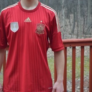 Men's Spain/España Red 2014 World Cup Home Soccer